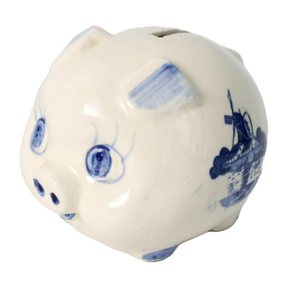Traditioneel Delfts blauw spaarvarken, handgeschilderd, 10 cm, decoratief object uit Nederland