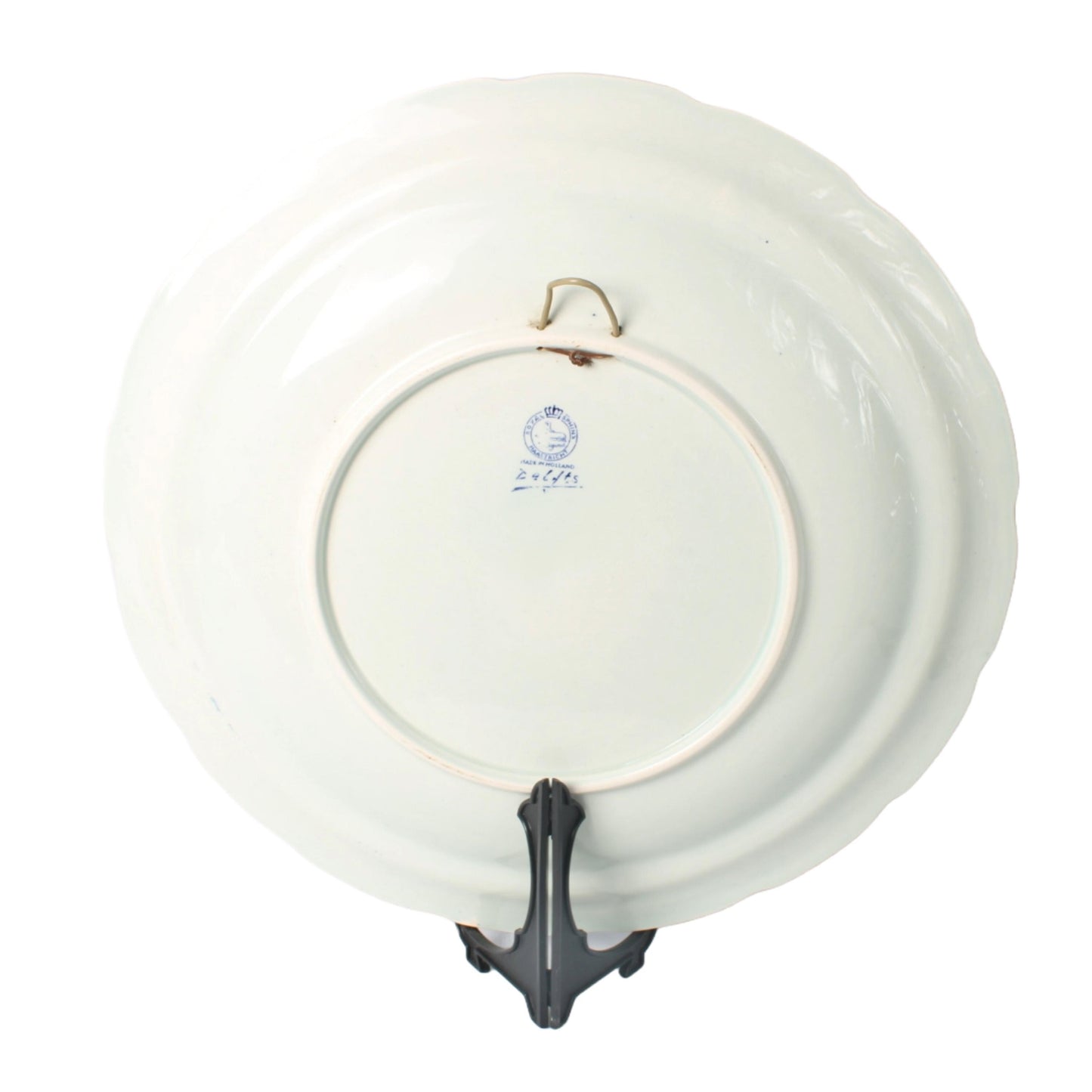 Authentiek Royal Sphinx Delfts Blauw Wandbord met Paardenslee Scène, Handgeschilderd 38cm, Gratis Verzending