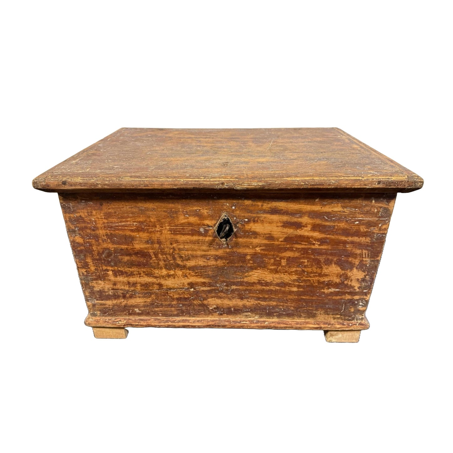 Antieke handgemaakte Zweedse houten opbergkist, rustieke charme, uniek interieurstuk, ca. 1900, perfecte vintage staat - Gratis verzending