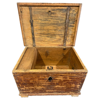 Antieke handgemaakte Zweedse houten opbergkist, rustieke charme, uniek interieurstuk, ca. 1900, perfecte vintage staat - Gratis verzending