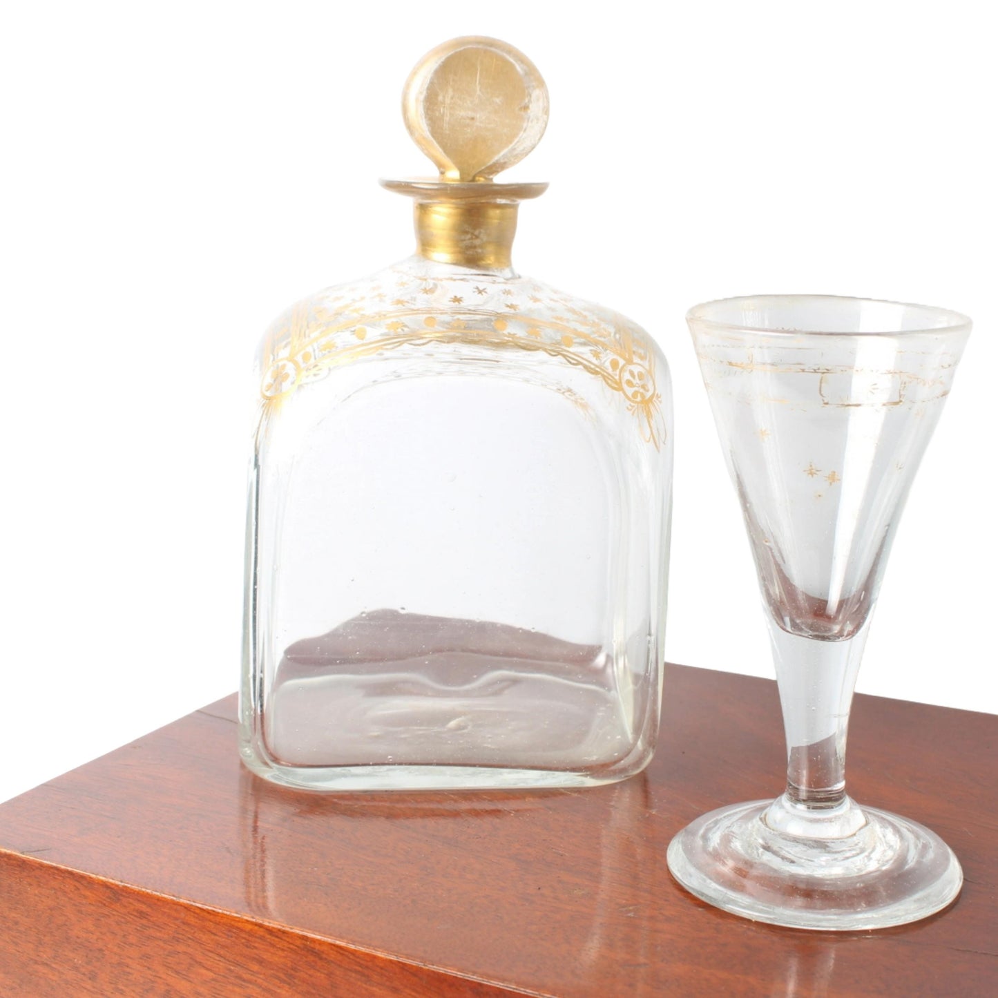 Antieke Biedermeier Advocatenbar  Luxe Minibar met Handgeblazen Flessen en Glas  Circa 1830 - Likeurkelder - Liquor cabinet