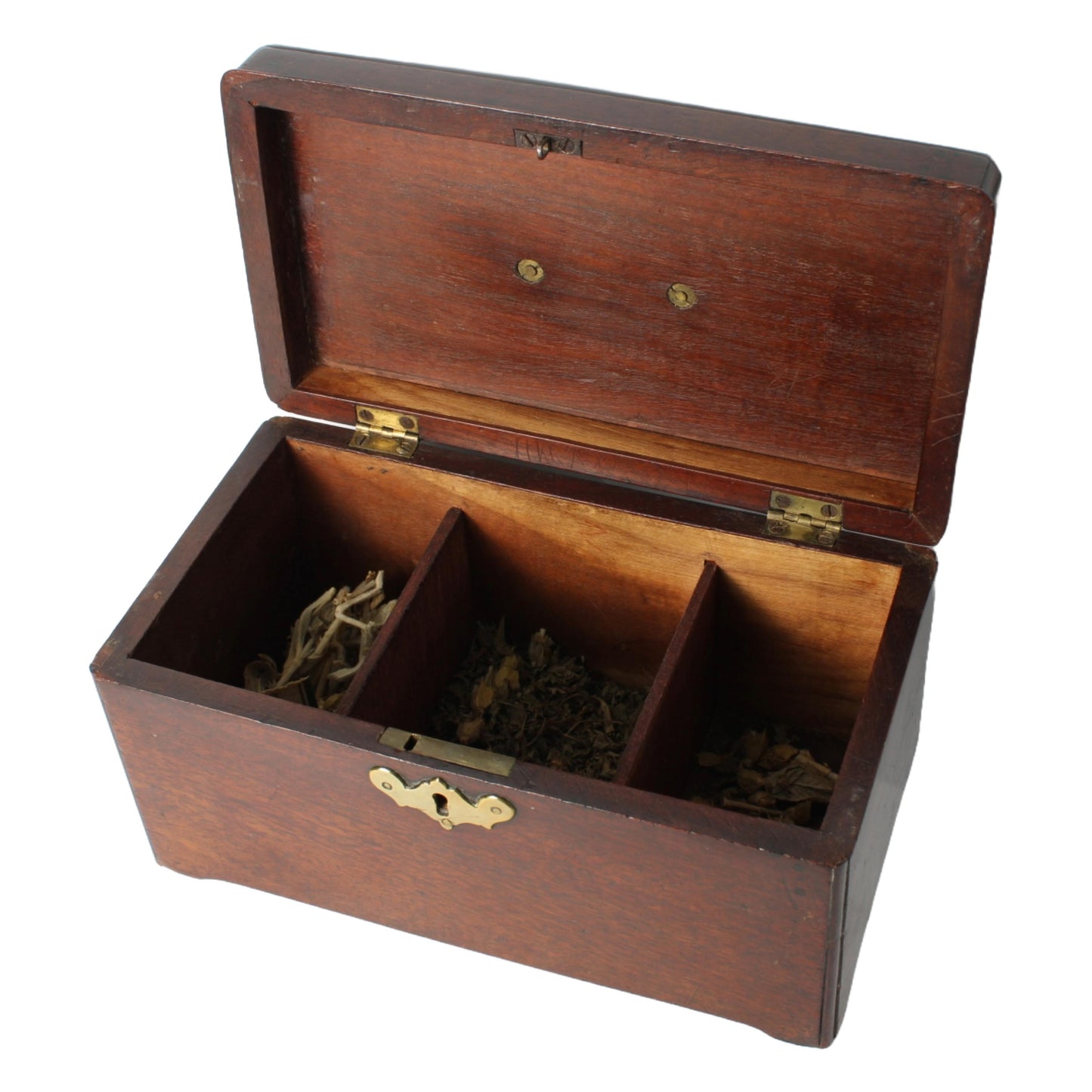 Antiek Houten Kistje  19e-eeuws Thee- of Tabaksdoosje met Compartimenten  Klassiek Design en Functioneel Object - Gratis verzending
