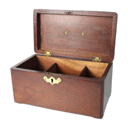 Antiek Houten Kistje  19e-eeuws Thee- of Tabaksdoosje met Compartimenten  Klassiek Design en Functioneel Object - Gratis verzending