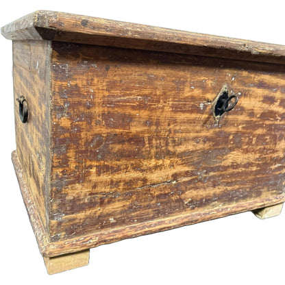 Antieke handgemaakte Zweedse houten opbergkist, rustieke charme, uniek interieurstuk, ca. 1900, perfecte vintage staat - Gratis verzending