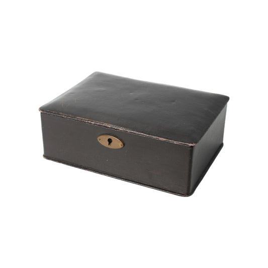 Antieke Leren Opbergdoos  Fluwelen Interieur  Documenten- of Sieradendoos - 19e eeuw - Gratis verzending - Vintage Decoration