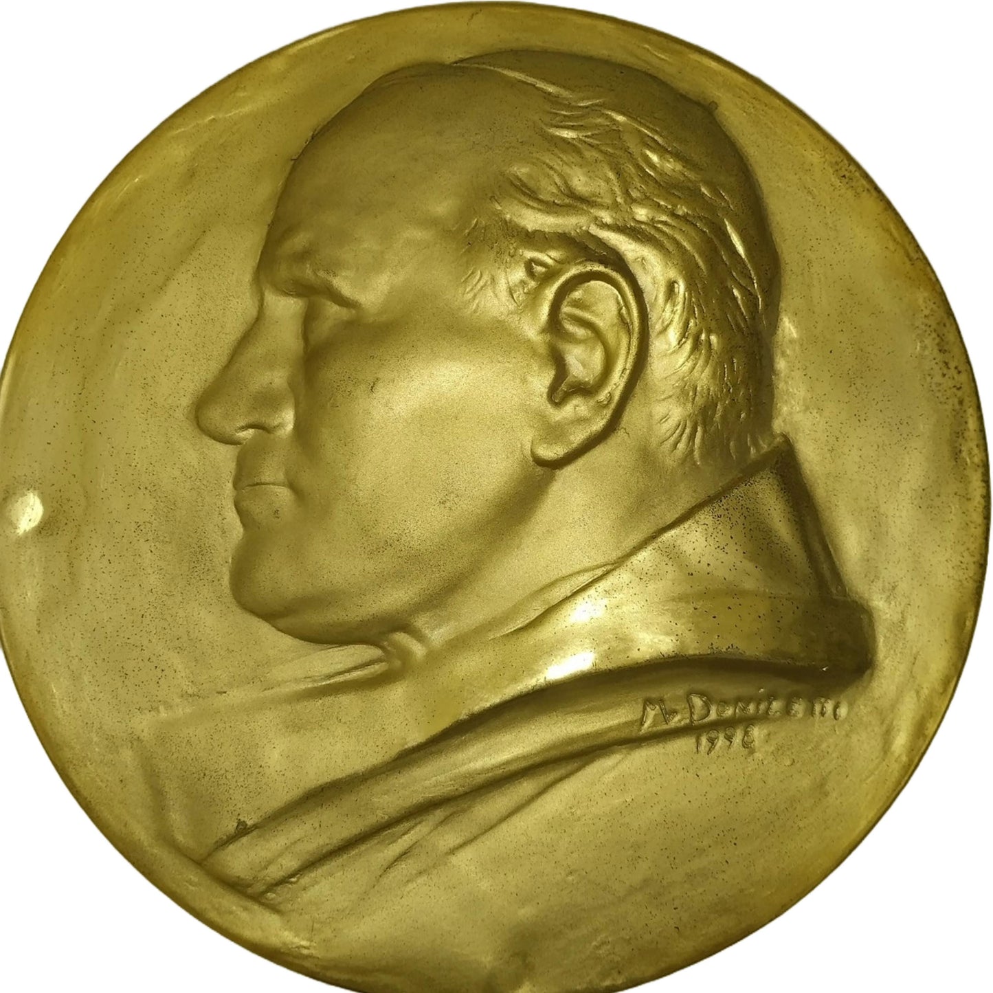Gouden reliëf van paus Johannes Paulus II | Mario Donizetti | 1998 | Religieuze kunst | Gratis Verzending | Verzamelobject | Zeer zeldzaam