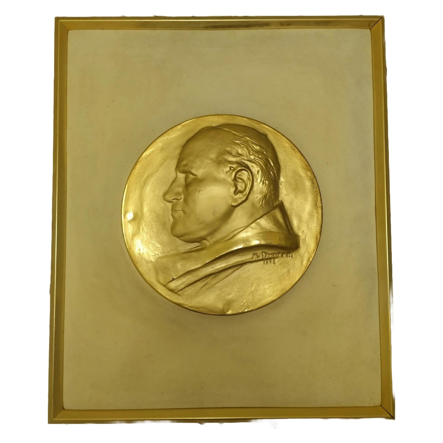 Gouden reliëf van paus Johannes Paulus II | Mario Donizetti | 1998 | Religieuze kunst | Gratis Verzending | Verzamelobject | Zeer zeldzaam