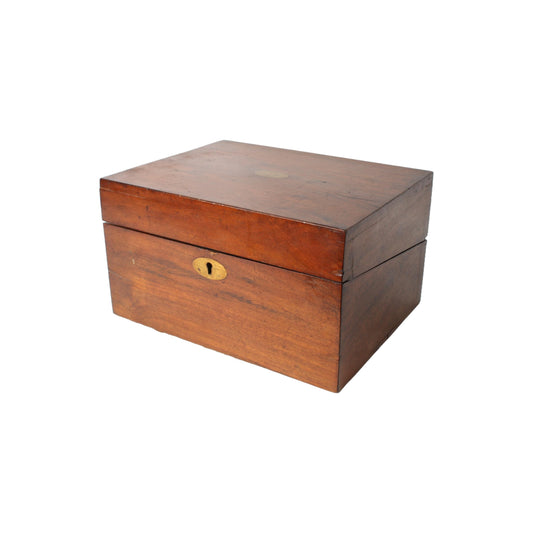 Antieke houten schrijfdoos  19e eeuw (1850-1880), compact & elegant ontwerp, origineel fluwelen schrijfoppervlak, gratis verzending!