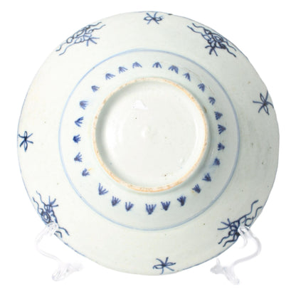 Zeldzame antieke Chinese klapmutskommen | Qing-dynastie porselein met blauw-wit decor Traditionele handbeschilderde rijstkommen (set van 3)
