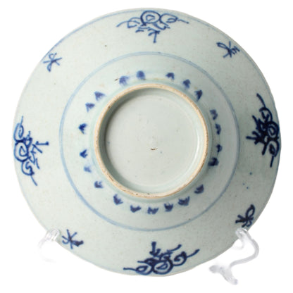 Zeldzame antieke Chinese klapmutskommen | Qing-dynastie porselein met blauw-wit decor Traditionele handbeschilderde rijstkommen (set van 3)