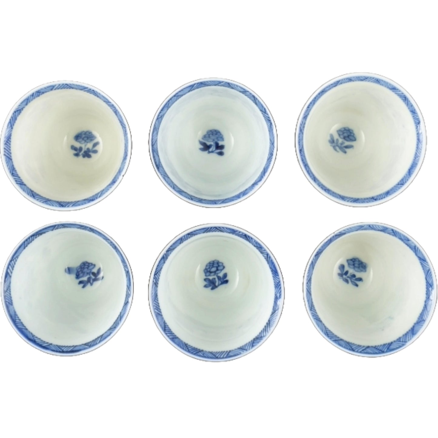 Antiek Hichozan Shinpo theeservies | 19e-eeuws Japans Arita-porselein | Zeldzaam blauw-wit servies met bloemmotieven | Verzamelobject