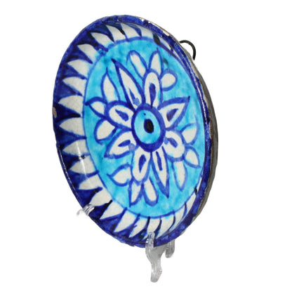 Antique Persian Wall Plates – Set of 2 | Blue and Turquoise Ceramic with Floral and Geometric Patterns | 19th Century Qajar Style