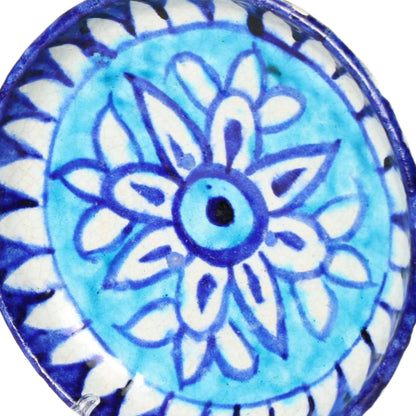 Antique Persian Wall Plates – Set of 2 | Blue and Turquoise Ceramic with Floral and Geometric Patterns | 19th Century Qajar Style