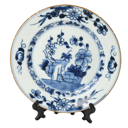 Set of Three 18th-Century Chinese Kangxi/Yongzheng Porcelain Dishes with Floral Blue-and-White Decoration, ca. 1700–1730