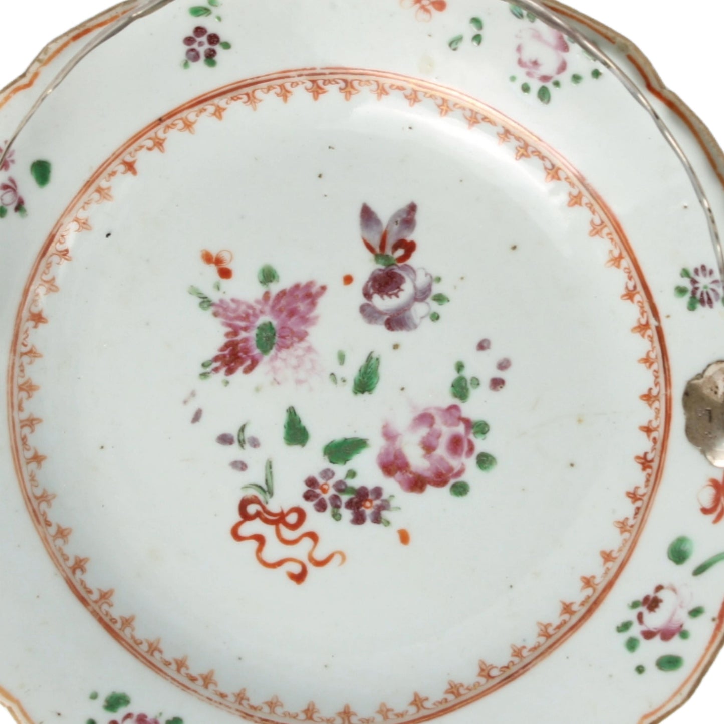 18th-Century Chinese Basket Dish with Silver Handle | Famille Rose Porcelain with European Mount | Qianlong Period (ca. 1736–1795)