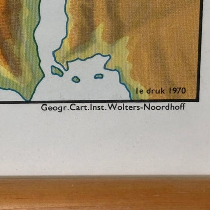 Vintage educatieve wandkaart ‘Zendingsreizen van Paulus  Wolters-Noordhoff 1970  religieuze schoolkaart christendom  100 × 75 cm
