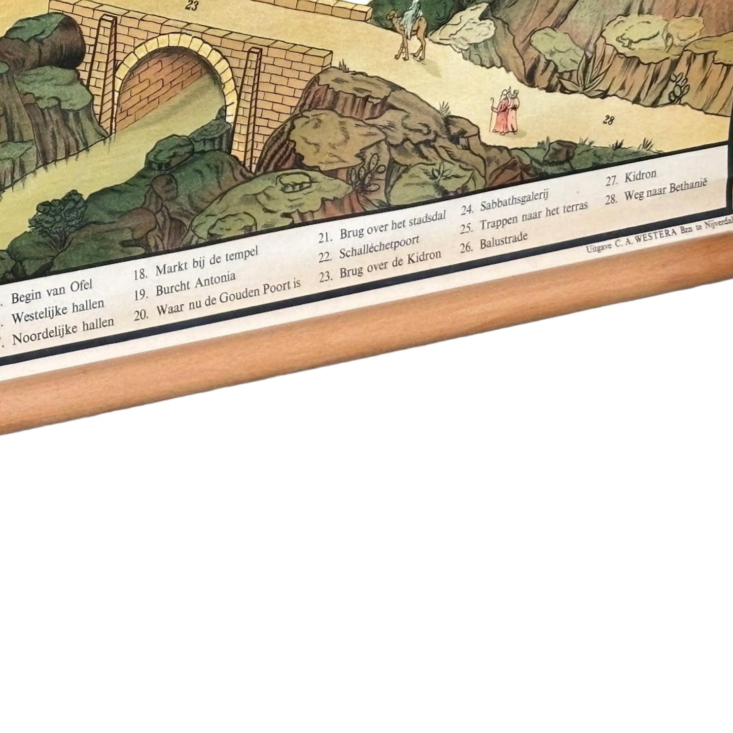 Vintage schoolkaart ‘Tempel van Jeruzalem in Nieuw Testamentische Tijd | Religieuze wandkaart | Bijbelse tempel illustratie 19301950