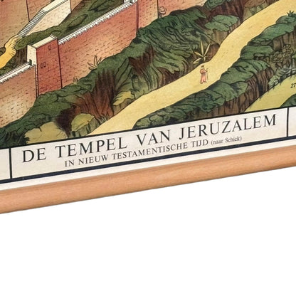 Vintage schoolkaart ‘Tempel van Jeruzalem in Nieuw Testamentische Tijd | Religieuze wandkaart | Bijbelse tempel illustratie 19301950