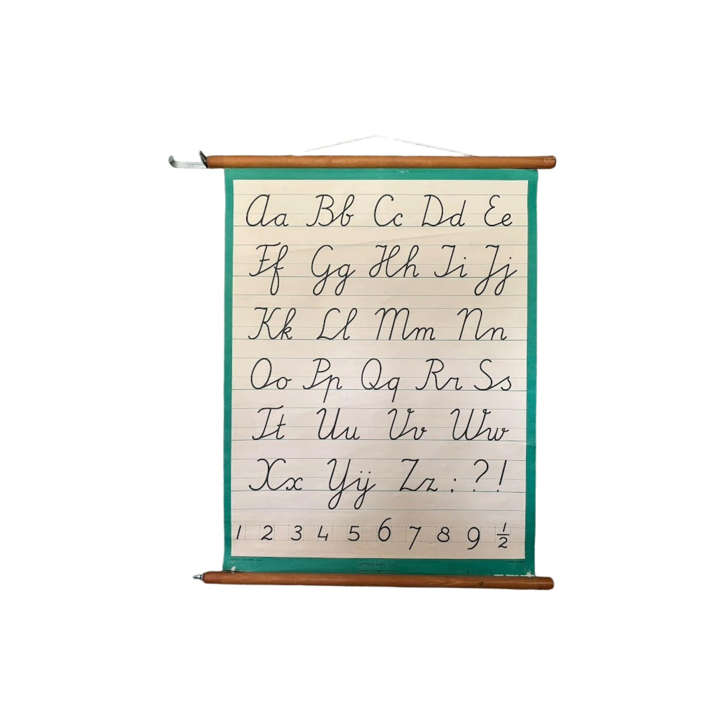 Vintage Nederlandse schoolkaart met verbonden schrift voor linkshandigen  educatieve letterkaart ca. 19801995  J.B. Wolters Groningen
