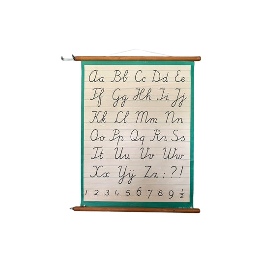 Vintage Nederlandse schoolkaart met verbonden schrift voor linkshandigen  educatieve letterkaart ca. 19801995  J.B. Wolters Groningen