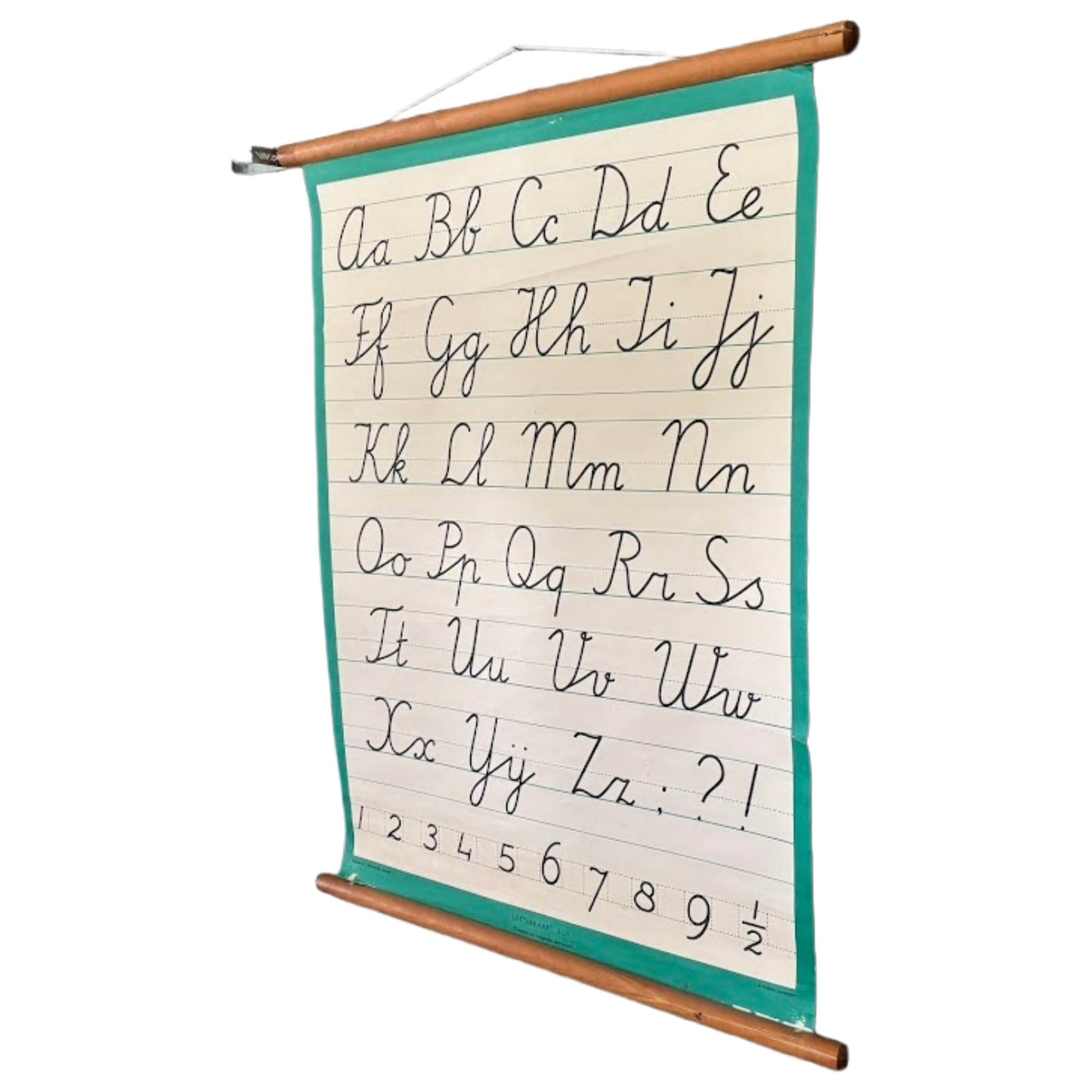 Vintage Nederlandse schoolkaart met verbonden schrift voor linkshandigen  educatieve letterkaart ca. 19801995  J.B. Wolters Groningen