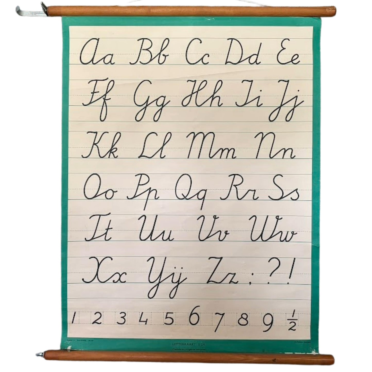 Vintage Nederlandse schoolkaart met verbonden schrift voor linkshandigen  educatieve letterkaart ca. 19801995  J.B. Wolters Groningen