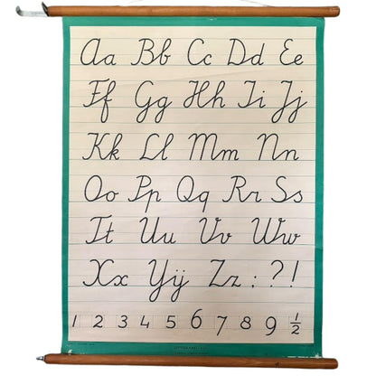 Vintage Nederlandse schoolkaart met verbonden schrift voor linkshandigen  educatieve letterkaart ca. 19801995  J.B. Wolters Groningen