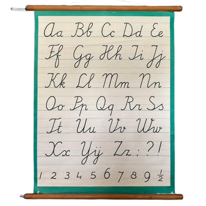 Vintage Nederlandse schoolkaart met verbonden schrift voor linkshandigen  educatieve letterkaart ca. 19801995  J.B. Wolters Groningen