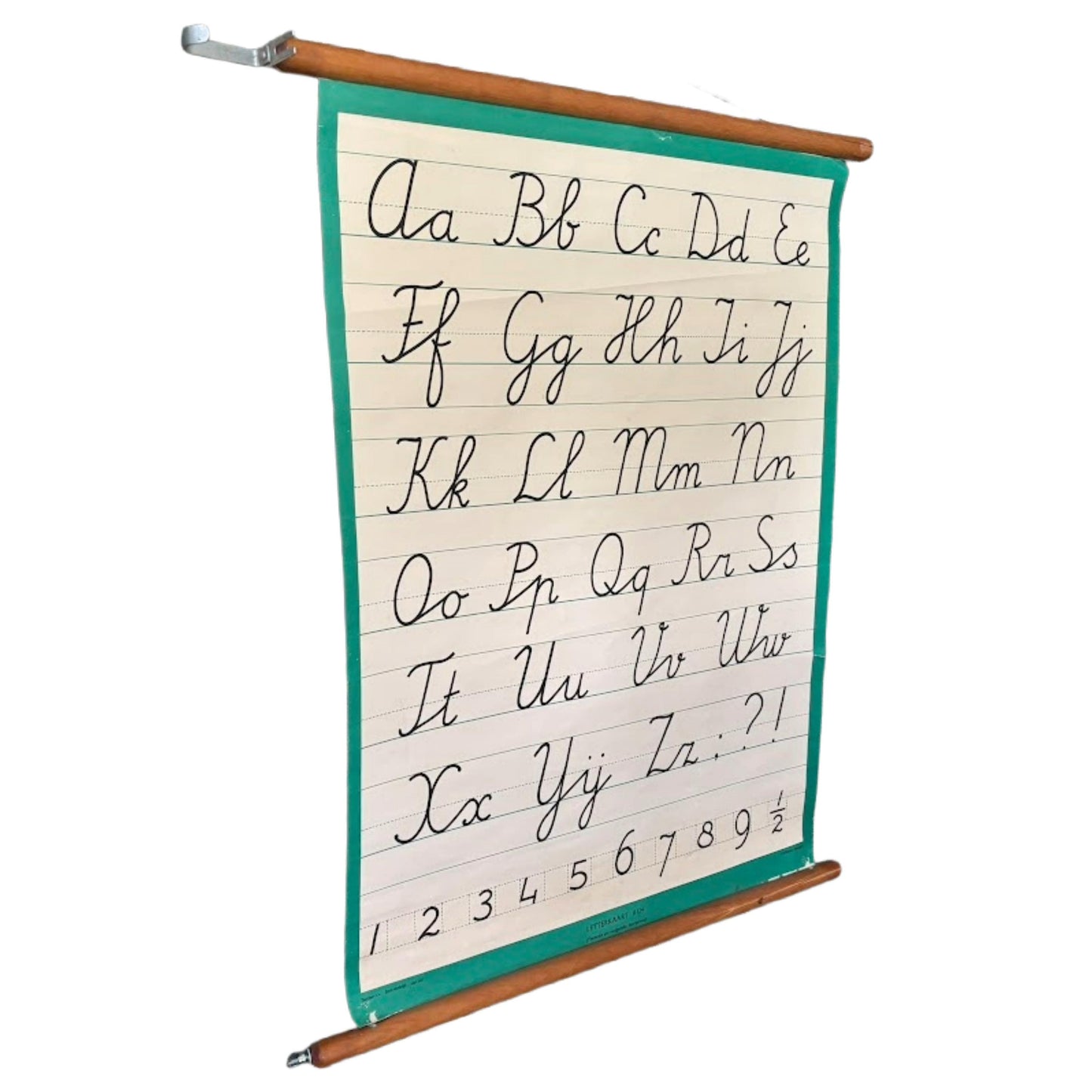 Vintage Nederlandse schoolkaart met verbonden schrift voor linkshandigen  educatieve letterkaart ca. 19801995  J.B. Wolters Groningen