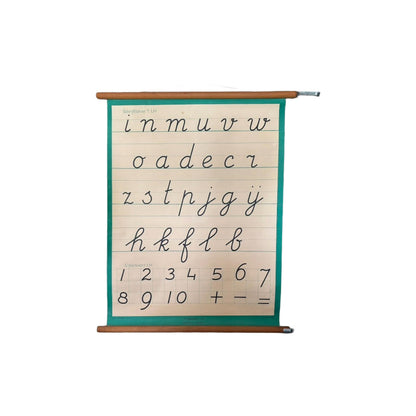 Vintage Nederlandse schoolkaart 'Letterkaart I LH'  Cijfer- en schrijfleerkaart voor linkshandigen  ca. 19801995  J.B. Wolters Groningen