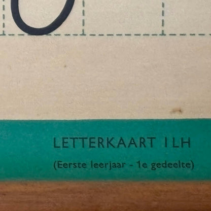 Vintage Nederlandse schoolkaart 'Letterkaart I LH'  Cijfer- en schrijfleerkaart voor linkshandigen  ca. 19801995  J.B. Wolters Groningen