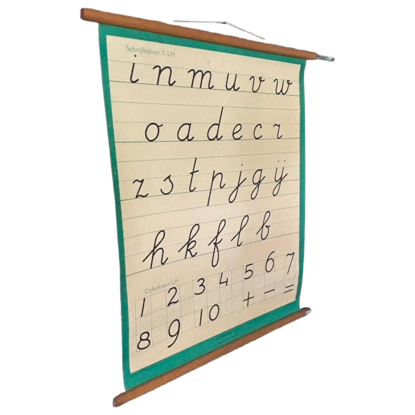 Vintage Nederlandse schoolkaart 'Letterkaart I LH'  Cijfer- en schrijfleerkaart voor linkshandigen  ca. 19801995  J.B. Wolters Groningen
