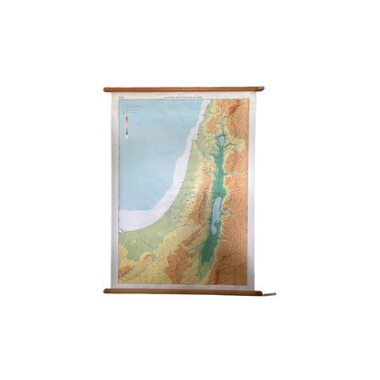 Vintage schoolwandkaart Palestina in de tijd van de Bijbel | Wolters-Noordhoff 1970 | Bijbelse topografie | Christelijk onderwijs |