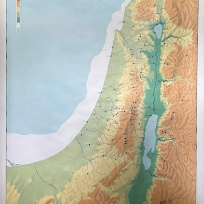 Vintage schoolwandkaart Palestina in de tijd van de Bijbel | Wolters-Noordhoff 1970 | Bijbelse topografie | Christelijk onderwijs |